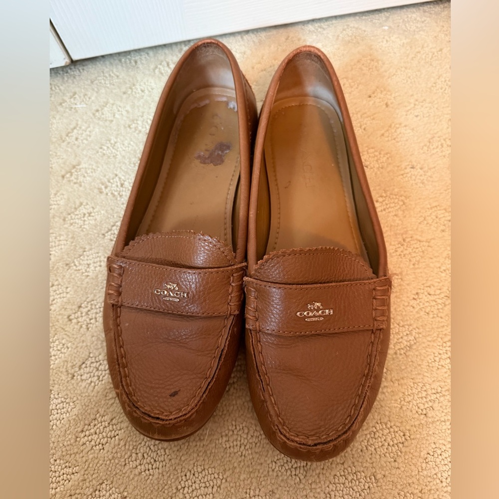 Coach Tan Leather Slip-Ons